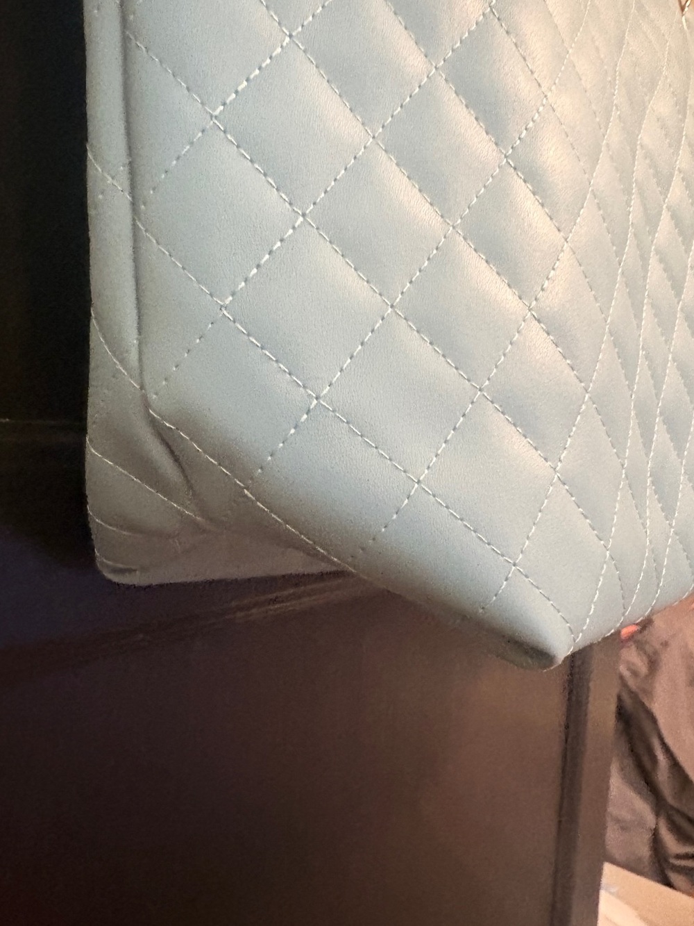 Badgley Mischka Light Blue Quilted Vegan Leather Gold Chain Tote NWT - Picture 3 of 12